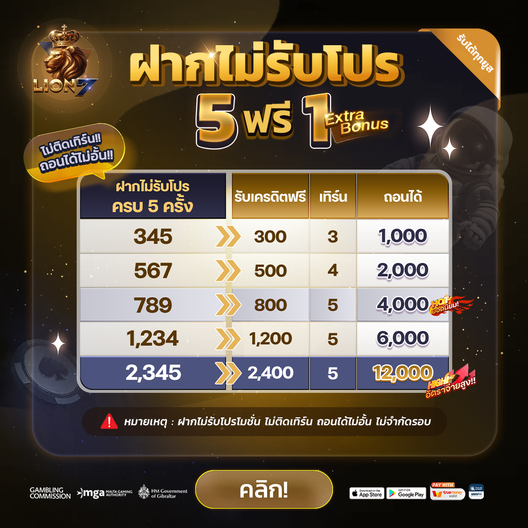 ฝากไม่รับโปร 5ฟรี1